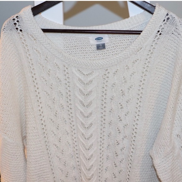 Old Navy White Cable Knit Sweater - well used - XL - Picture 1 of 4